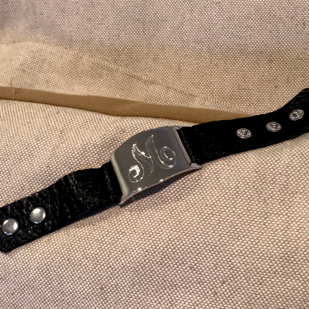 Leather bracelet with silver buckle